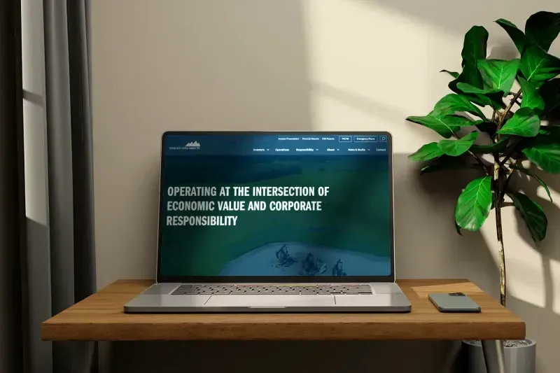 Tamarack Valley website shown on a laptop